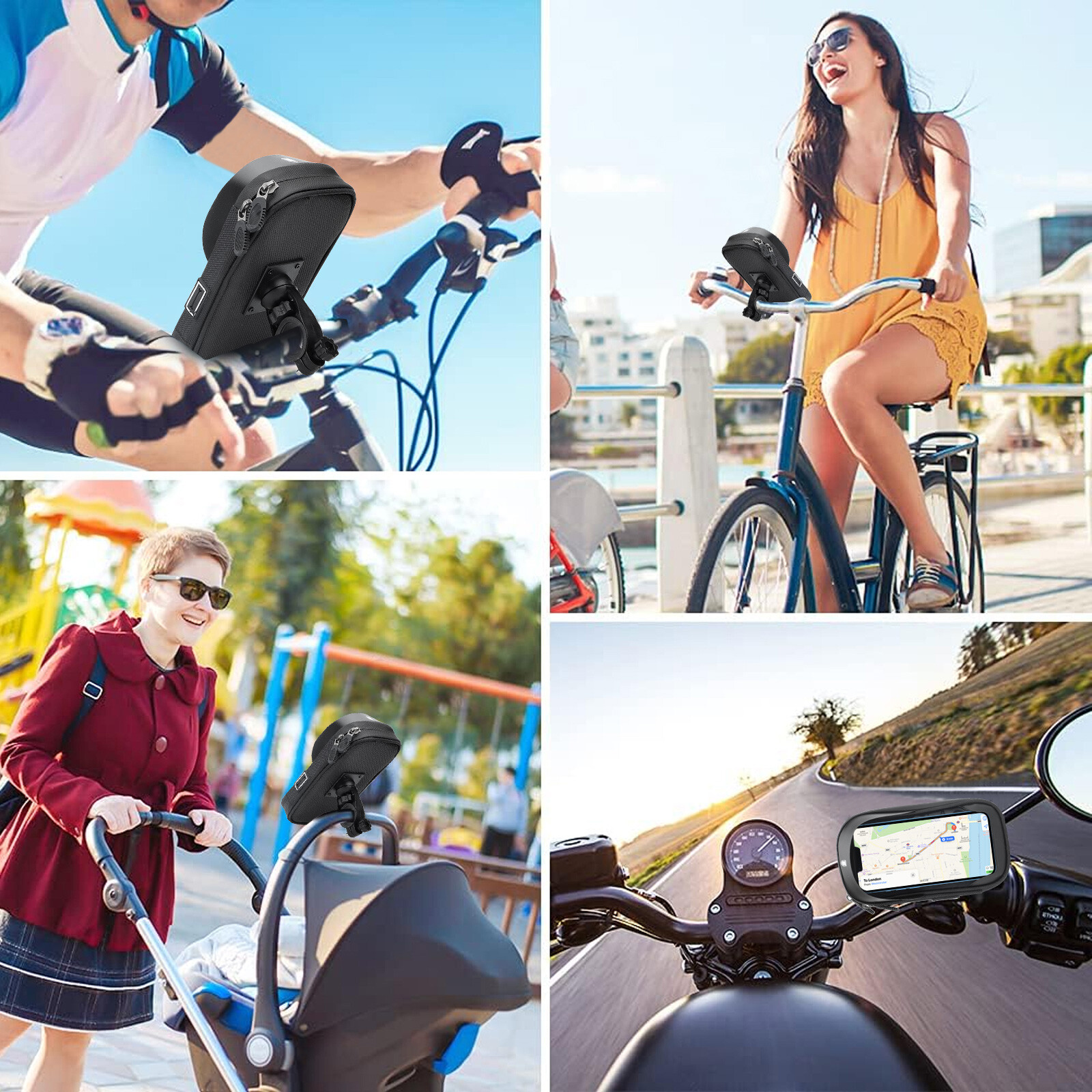 Motorcycle Bicycle Front Tube Phone Holder Case 360° MTB Phone Waterproof Bag