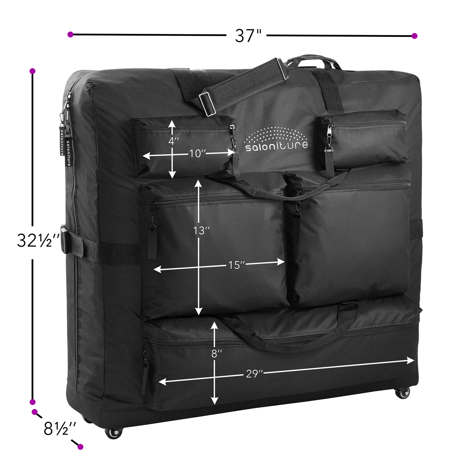 Portable Massage Table Carry Case, Carrying Bag with Wheels and Storage Pockets