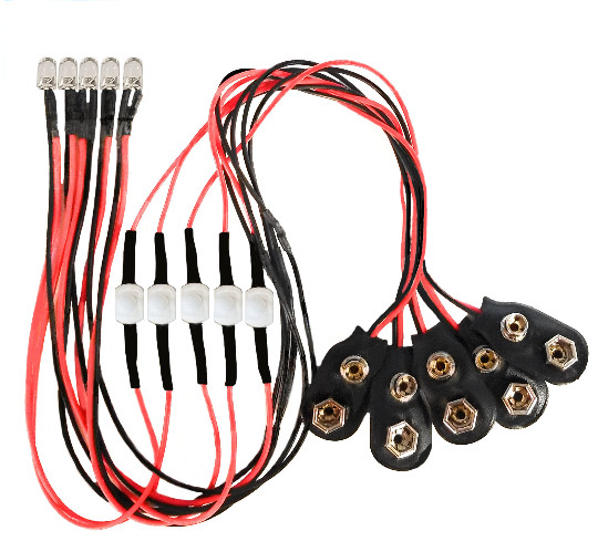 9 Volt LED Light - On/Off Switch - 5 Pack - Free Shipping