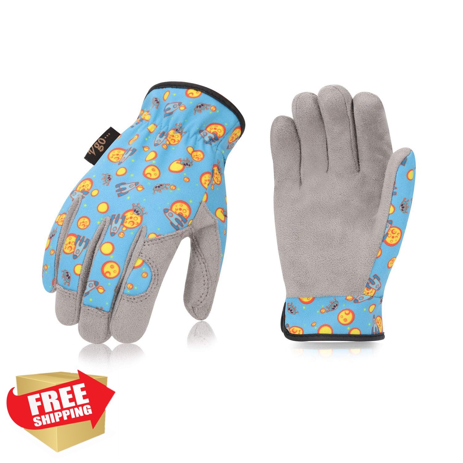 Vgo Kids Gardening Gloves Age 7-8 Blue Plane Size XL Yard Work