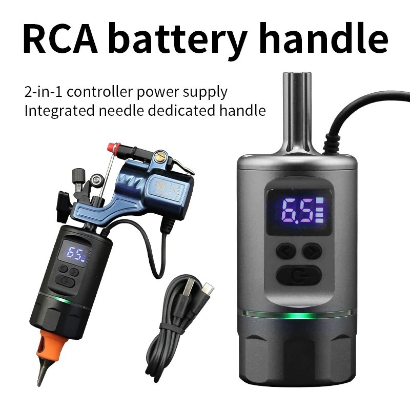 Wireless Tattoo Cartridge Grip Build-in Battery Handle 2 in 1 For Power Supply