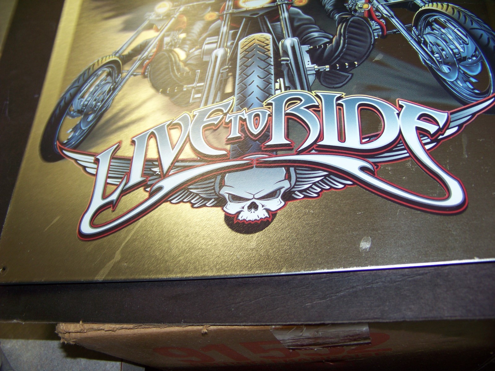 Live to Ride metal sign 12.5" x 16" reproduction motorcycles wolves