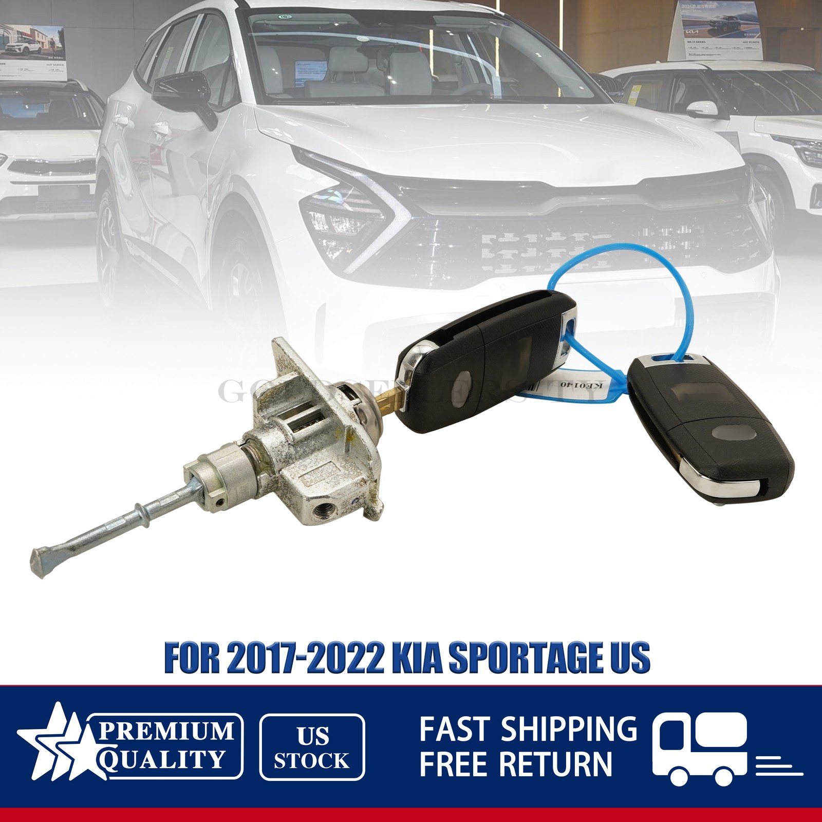 NEW For 2017-2022 Kia Sportage Left Door Lock & Key Cylinder Set 81970-D9A00 US
