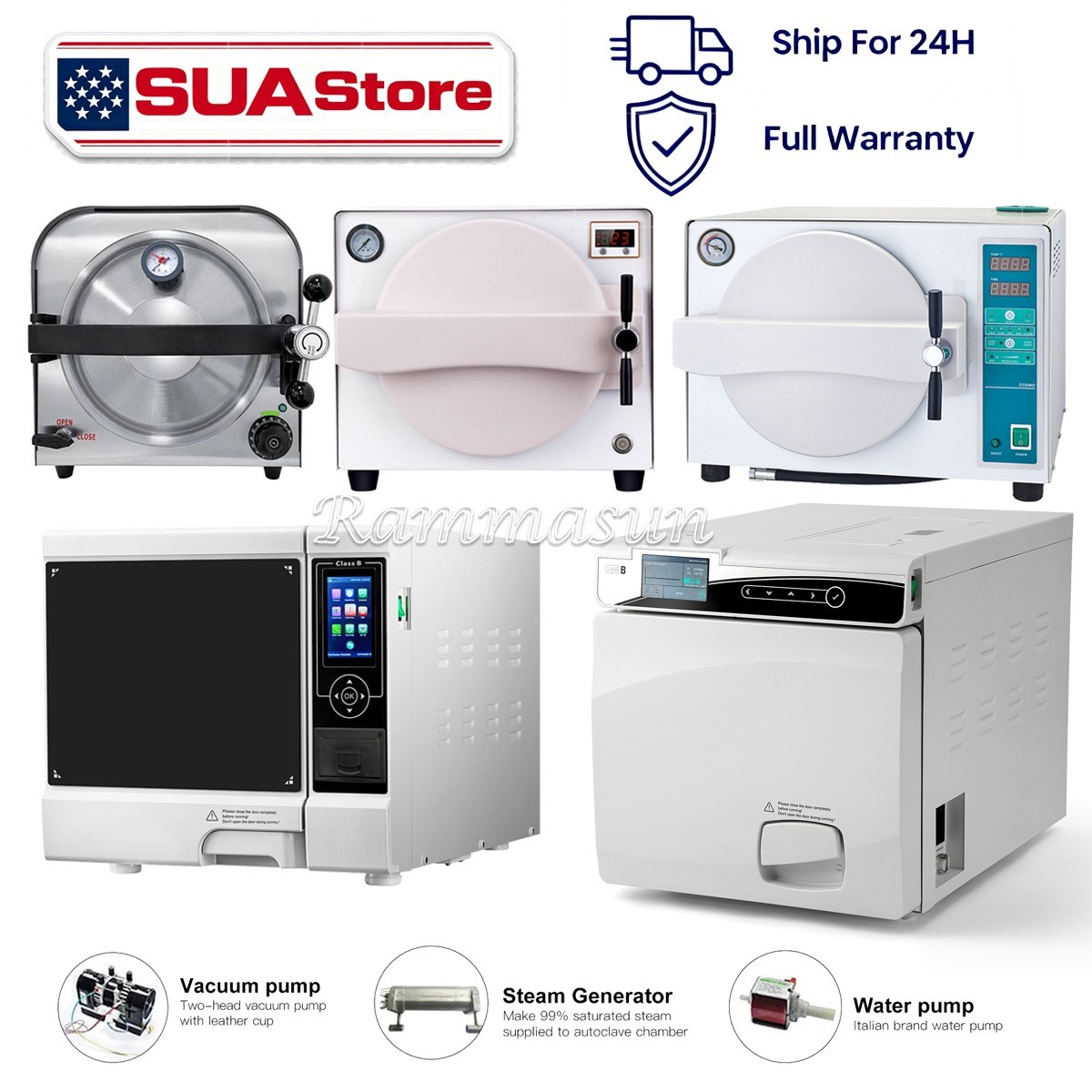 Dental Class B Autoclave Steam Sterilizer with Vacuum Drying & Built-in Printer