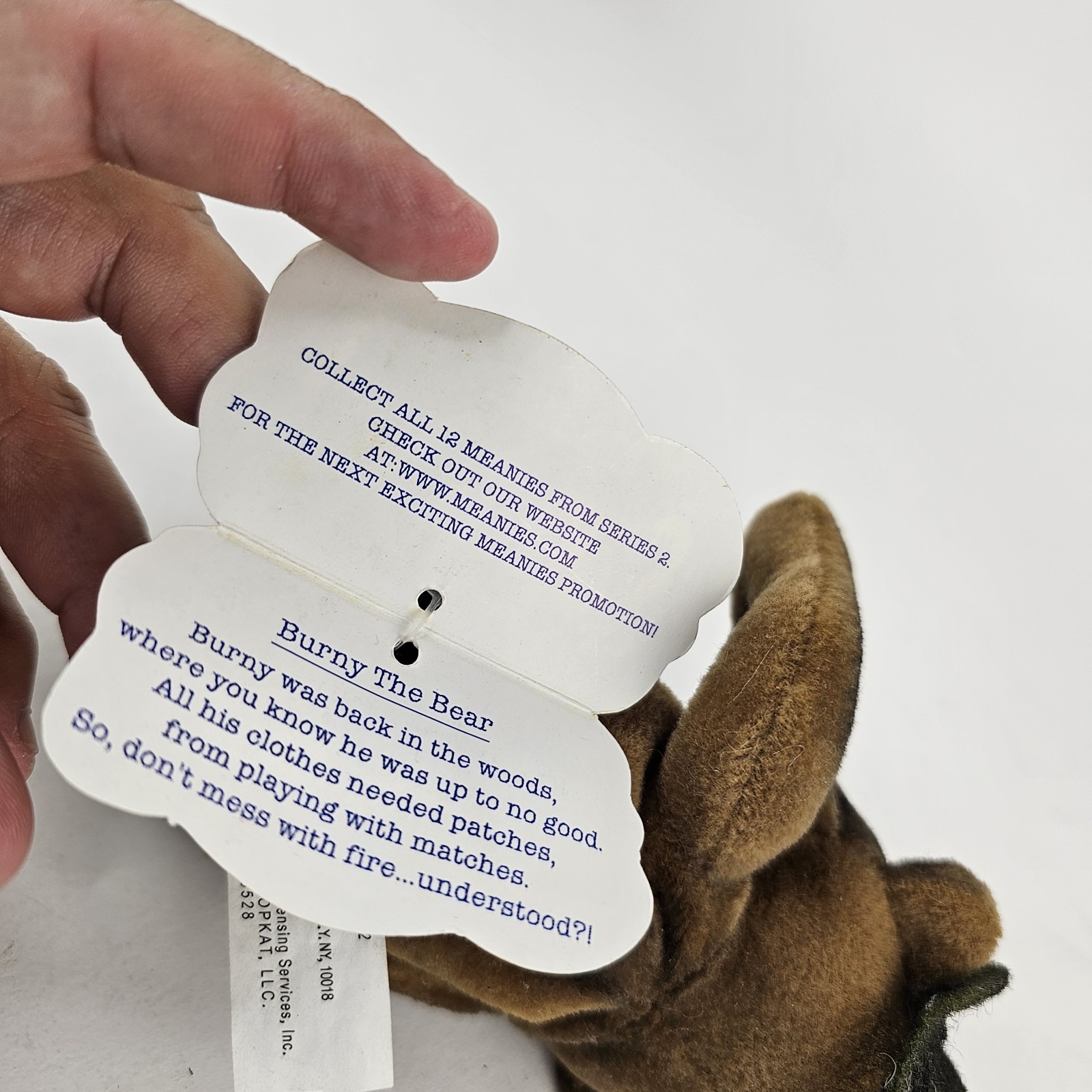 Vintage 1998 Meanies Series 2 Burny The Bear Burnt Fire Plush W/ Tag