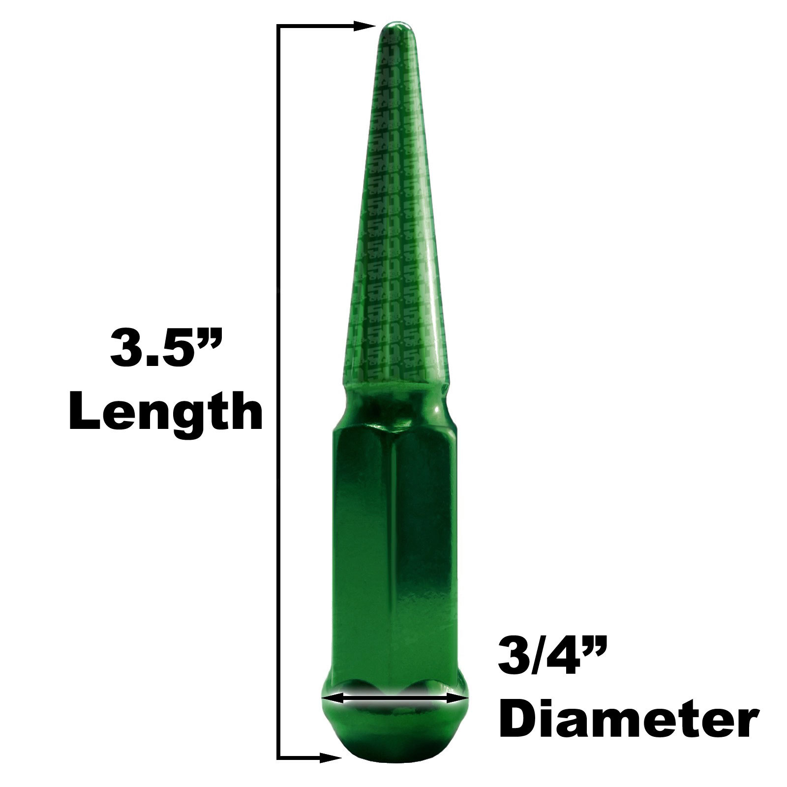 Green Long Steel Spike Lug Nuts 10x1.25 ATV Can-Am Yamaha Honda Suzuki Kawasaki