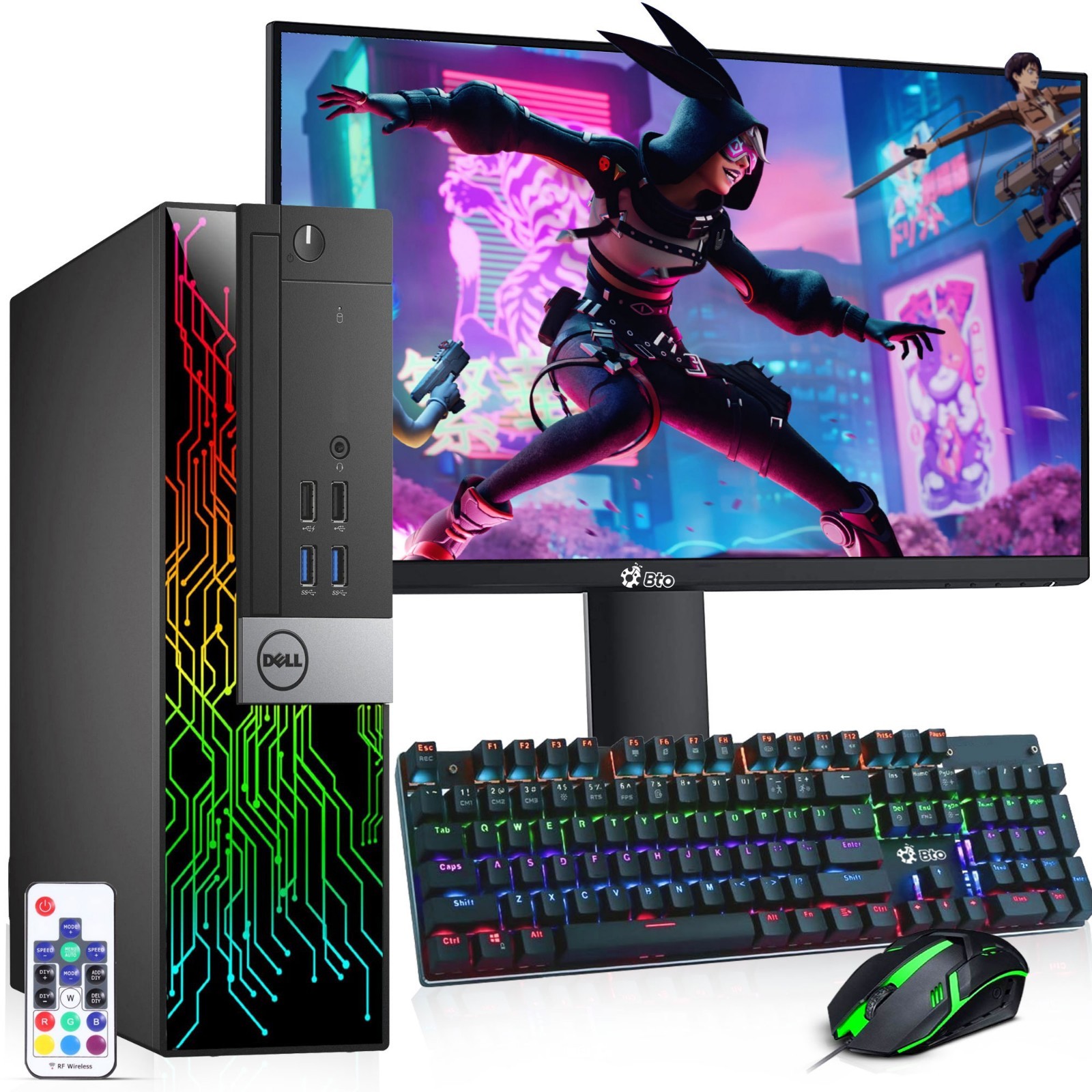 Dell SFF RGB Gaming PC intel i5-6th 32GB RAM 1TB SSD HDD GTX  24" LED Windows 11