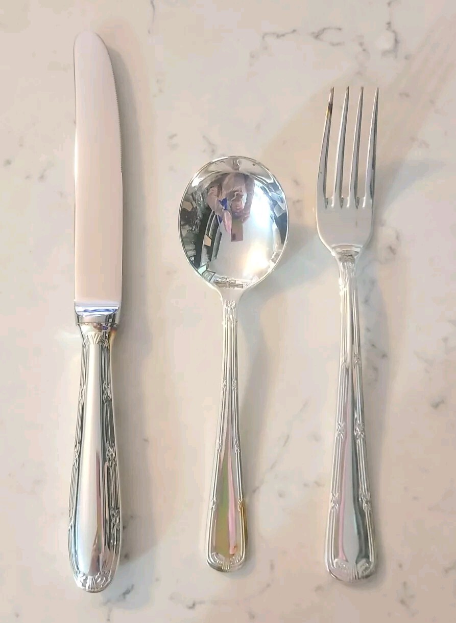 Set Of 6 HEPP EXCLUSIV 6 SILVERPLATED SET OF 6 TABLE KNIFE, SPOON, FORK 18/10