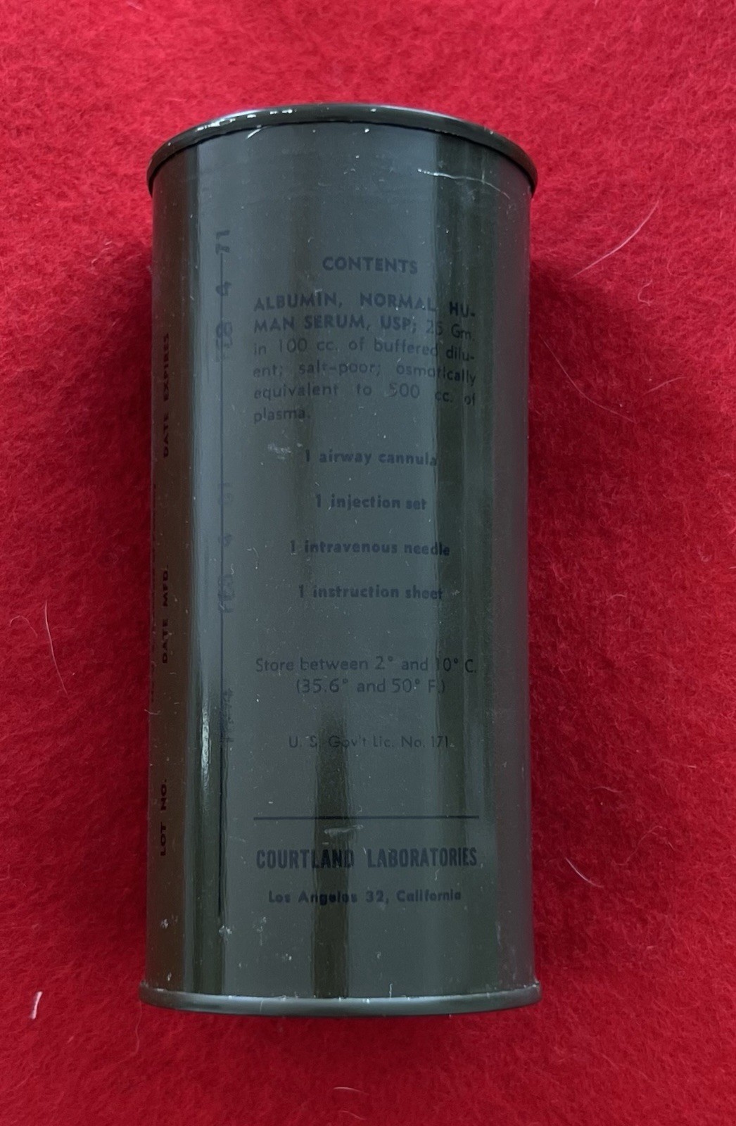 Vietnam War Era US Serum Albumin Can LRRP SEAL SOG MIKE FORCE First Aid Medic