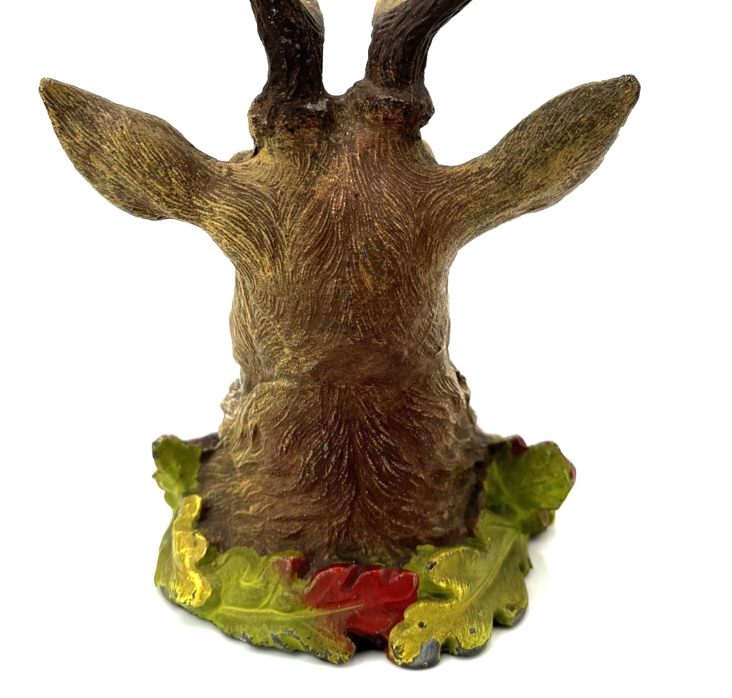 Antique Austrian Cold Painted Bronze Deer Head Stag Elk Pen Rest Holder Detail