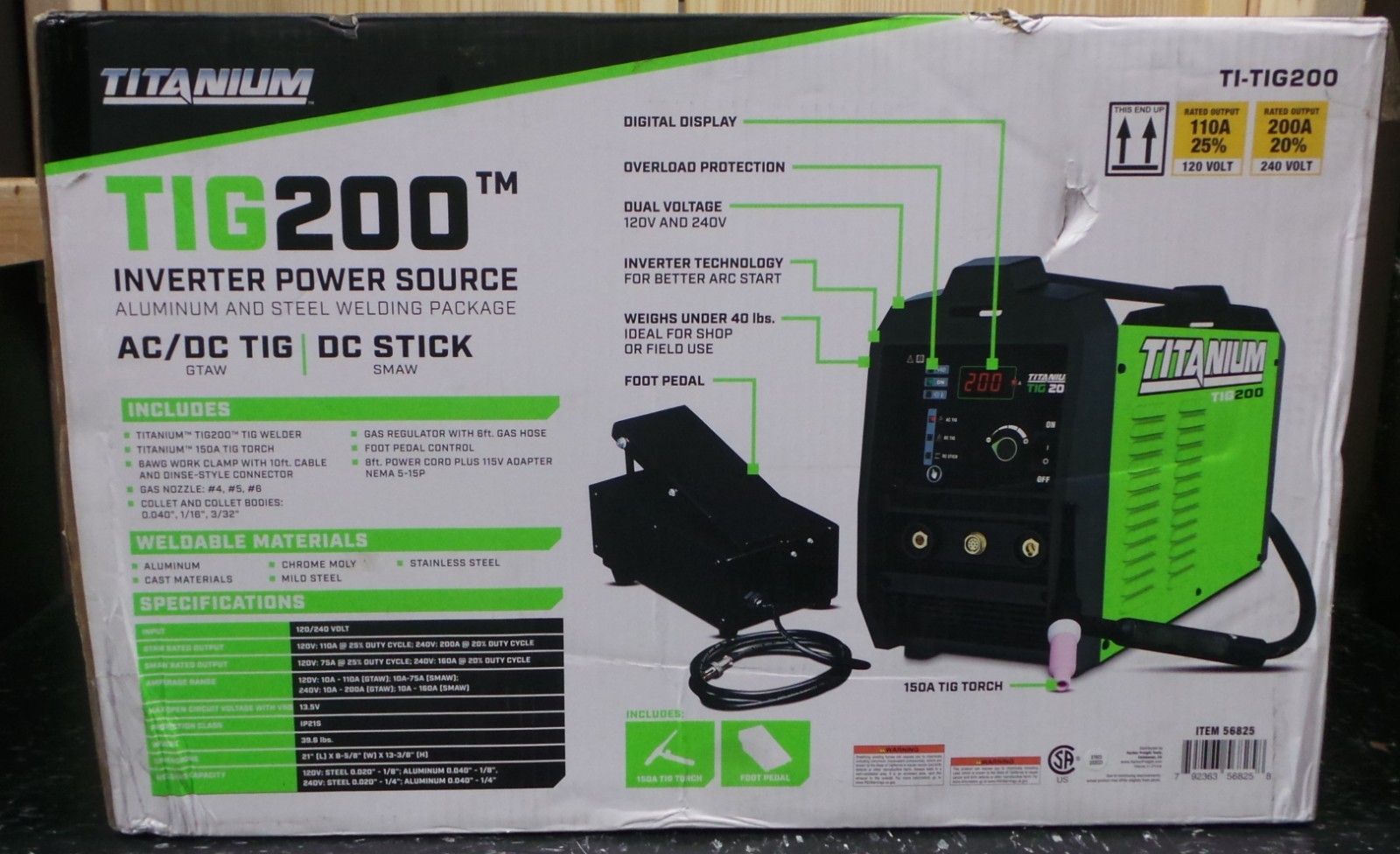 TITANIUM TI-TIG200 Professional AC/DC TIG Welder 120V or 240V Input -56825 - NEW