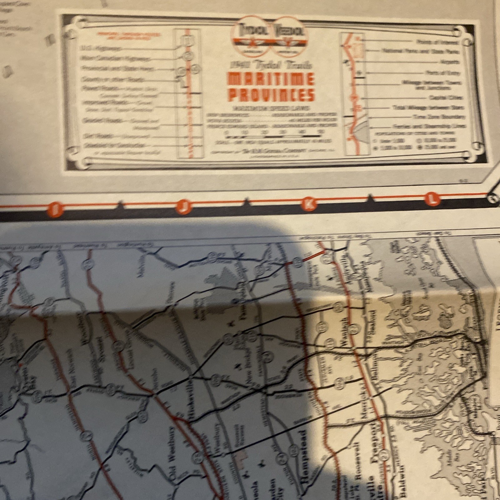 1941 Maine Maritime Province Road Map Tydol Flying A Gas Oil Advertising F32