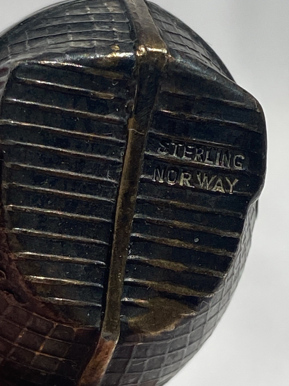 Sterling Silver Guilloche Enameled Norwegian Fish Salt And Pepper Antique 925.