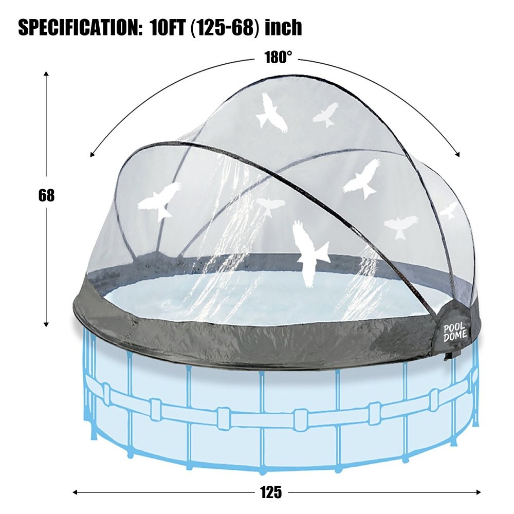 15ft Round Clear Pool Dome Enclosure for Above Ground Pools, All Weather Cover
