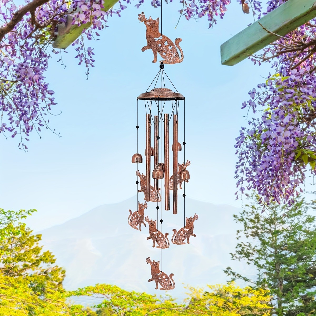 Cat Wind Chimes Outside Gifts for Women Metal Wind Chimes 34" Unique Windchimes