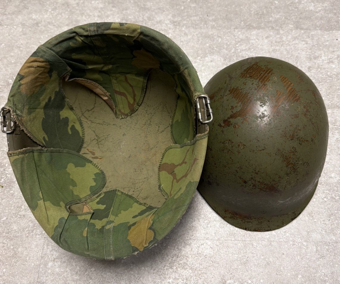 Vietnam WWII Steel Pot FRONT SEAM Helmet Mitchell Cover Liner NICE