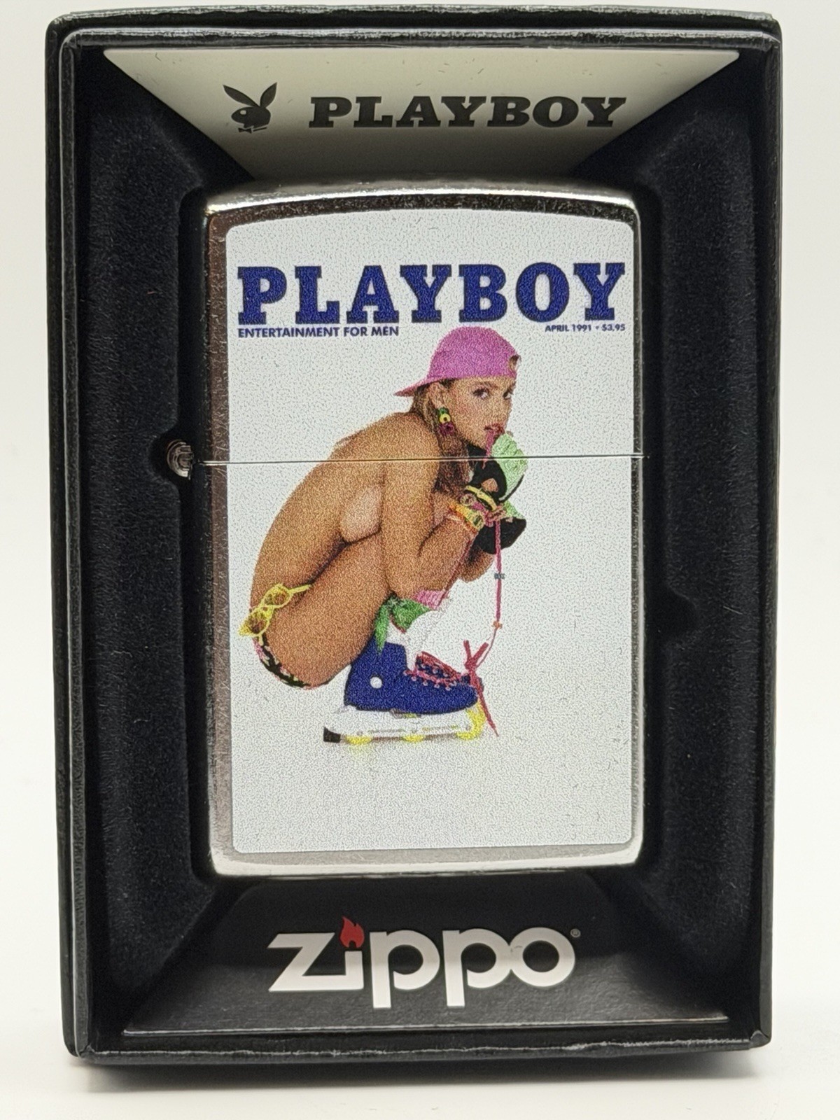 Vintage April 1991 Playboy Magazine Cover Zippo Lighter NEW In Box Rare Pinup
