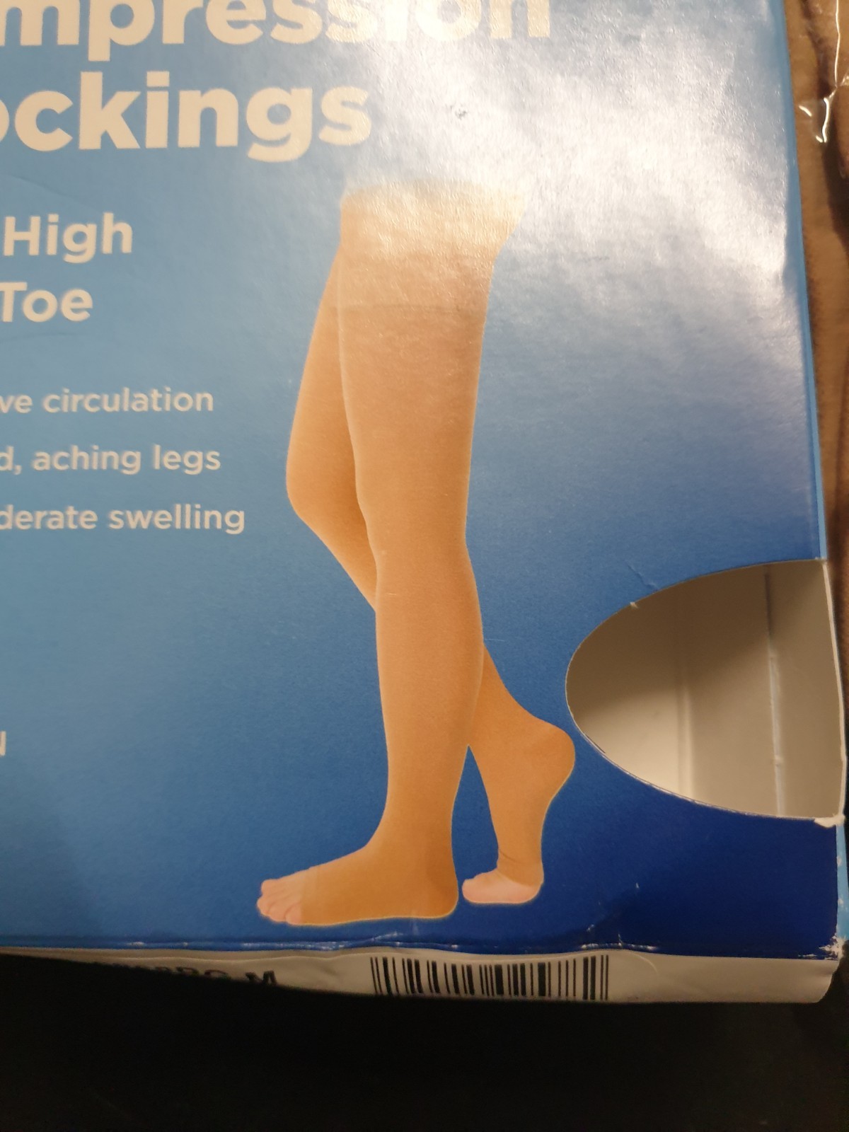 Amazon Basic Care Compression Stockings Unisex M Beige Thigh High 20-30 mmHg