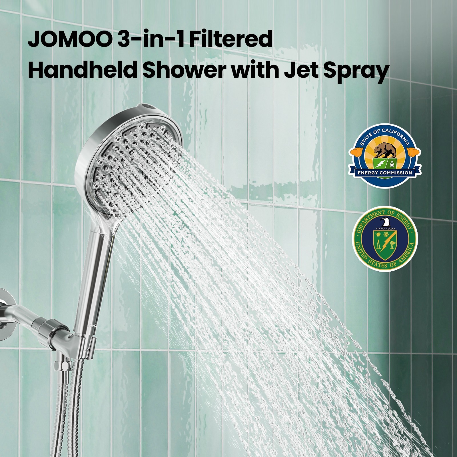 6 Spray Settings High Pressure shower Head with Filter, Handheld Rainfall Combo