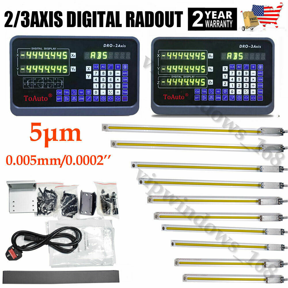 Mill Lathe Linear Glass Scale 4-40 inch DRO Digital Readout 2Axis 3Axis,US