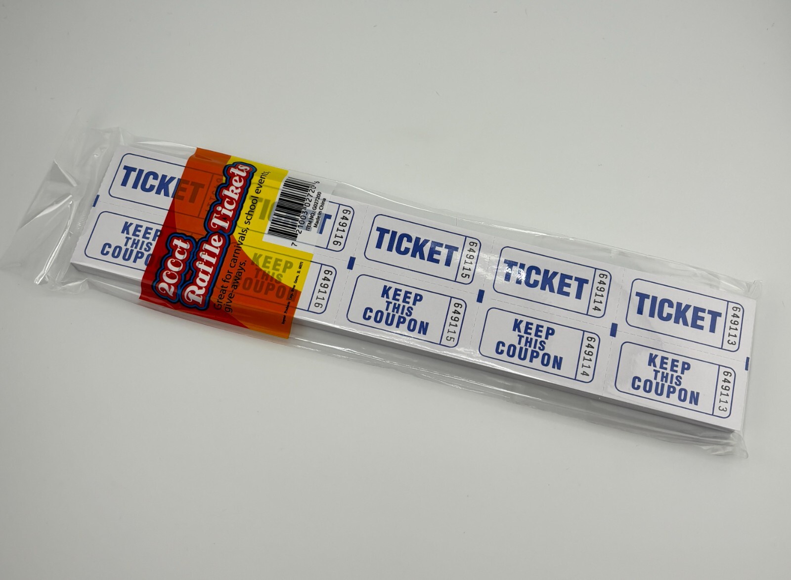 200 Raffle Tickets Flat 50 50 Double sided Split Carnival Festival Event SEALED