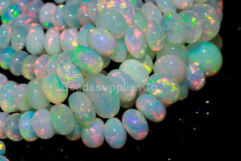 AAA Ethiopian Opal Rondelle Beads: Multi Fire Gemstone (5-8 mm)