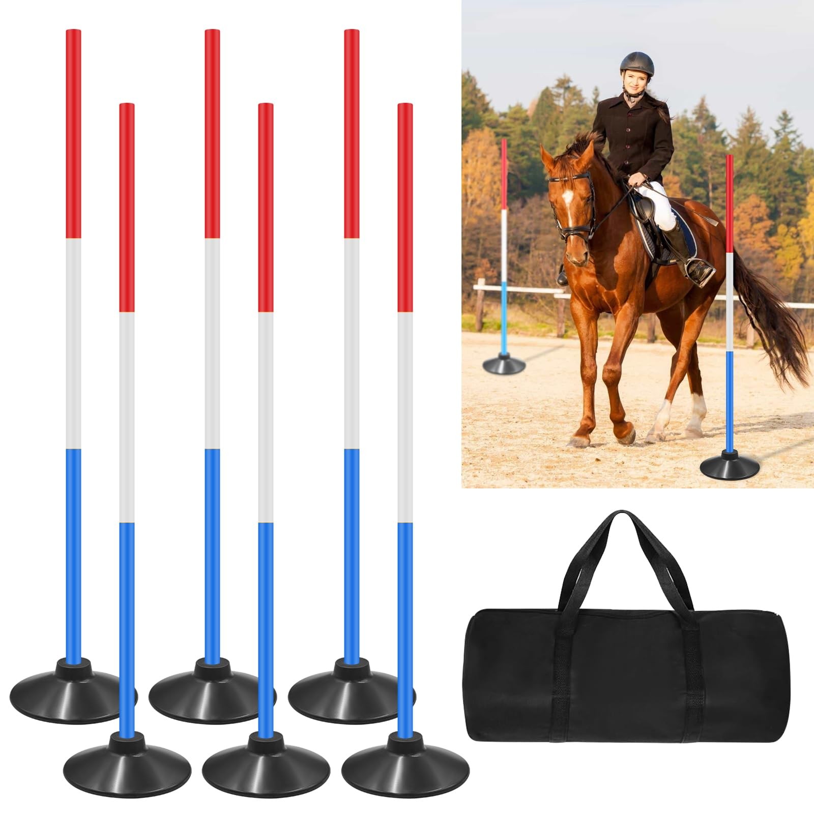 6 Set Pole Bending Poles for Horses 6FT Adjustable Training Equipment for Hor