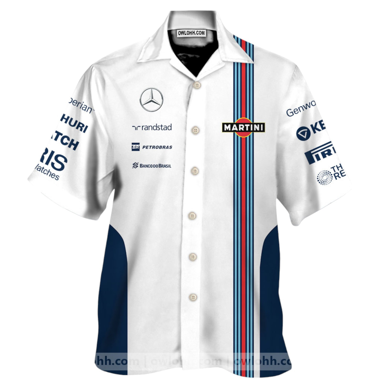 Williams Martini Formula Racing F1 Hawaiian Shirt New with Tags