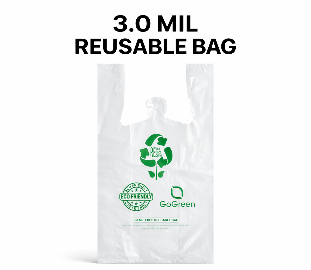 Extra Heavy Duty 1/6 21 x 6.5 x 11.5 3.0 mil T-Shirt Plastic Grocery  Shopp Bags