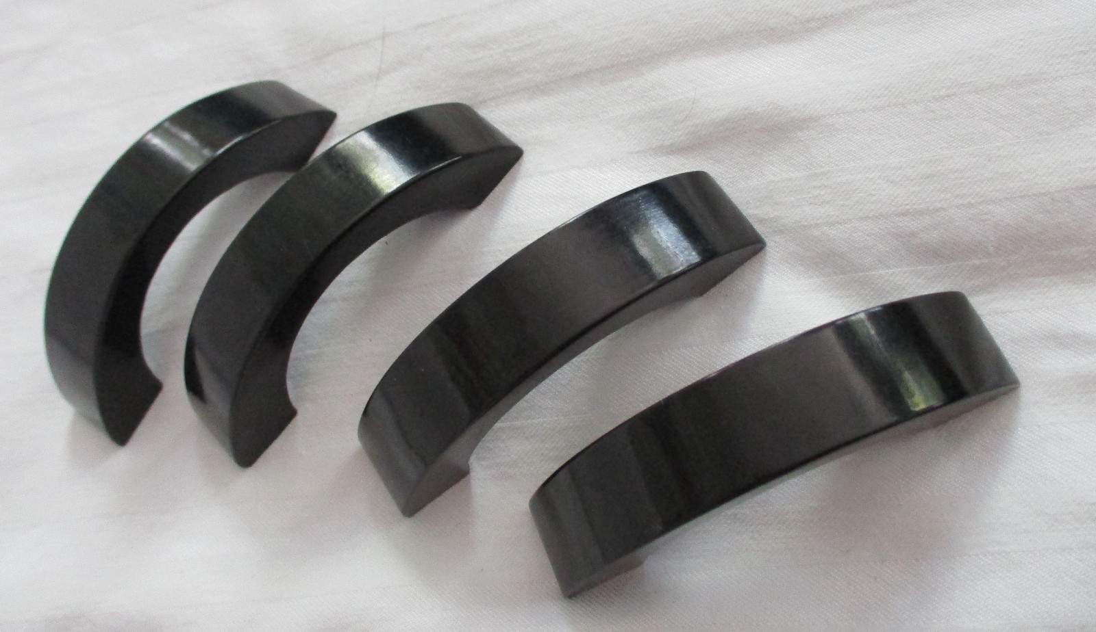 Vintage Set of 4 Black Bakelite Drawer Pulls Door Handles- 3" Long - No screws