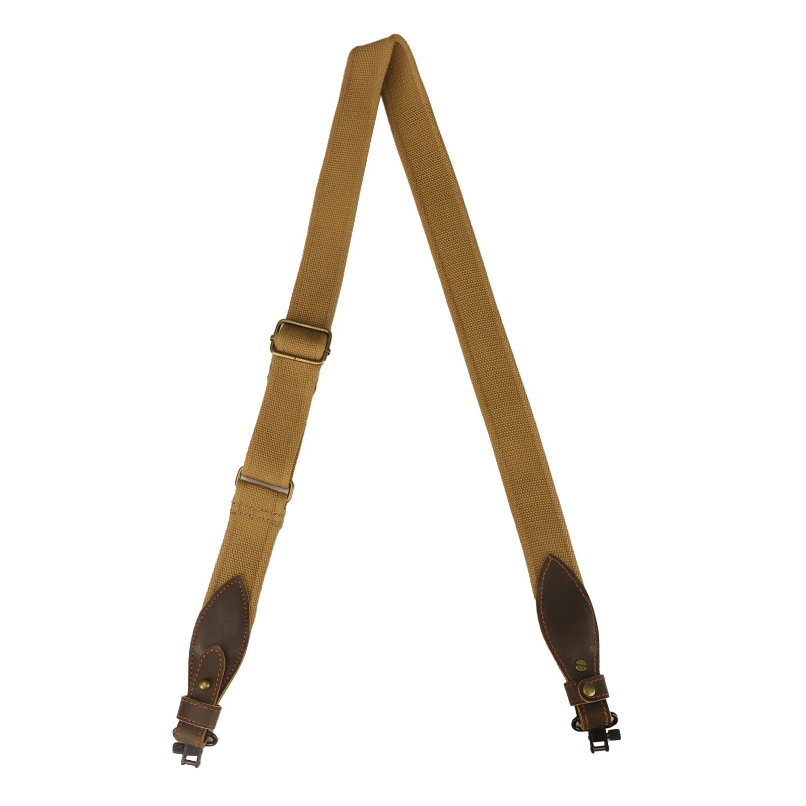 TOURBON Rifle/Shotgun Sling Webbing Strap Leather End+ Pair 1" Mount Swivels Set