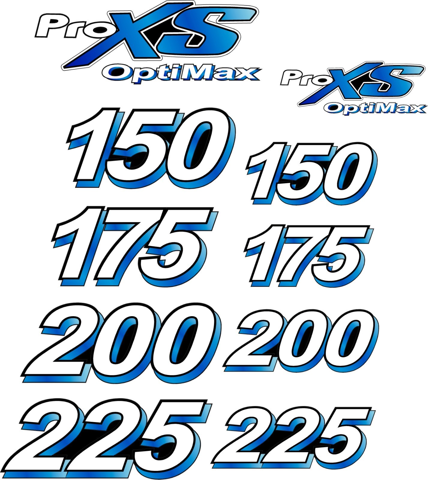 Mercury Optimax Pro XS 150 to 225 hp Decal Kit