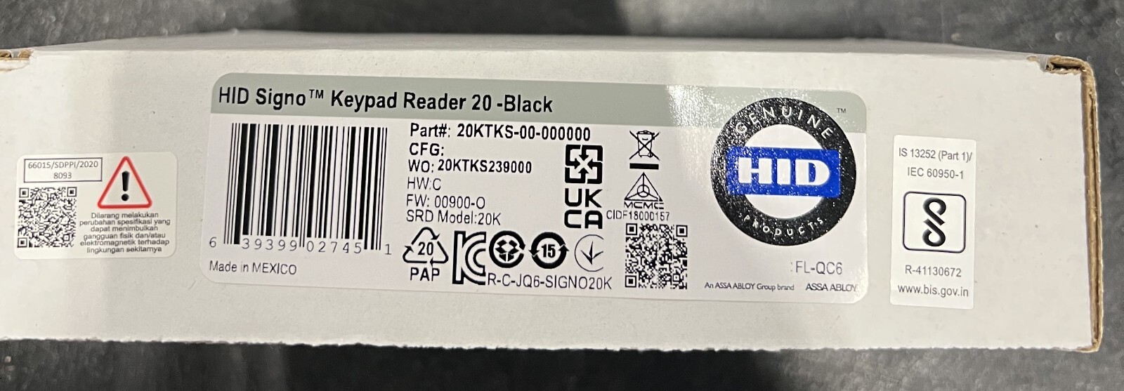 20KTKS-00-000000 HID Signo Keypad Mullion Mount Card Reader 20 Black 20K New