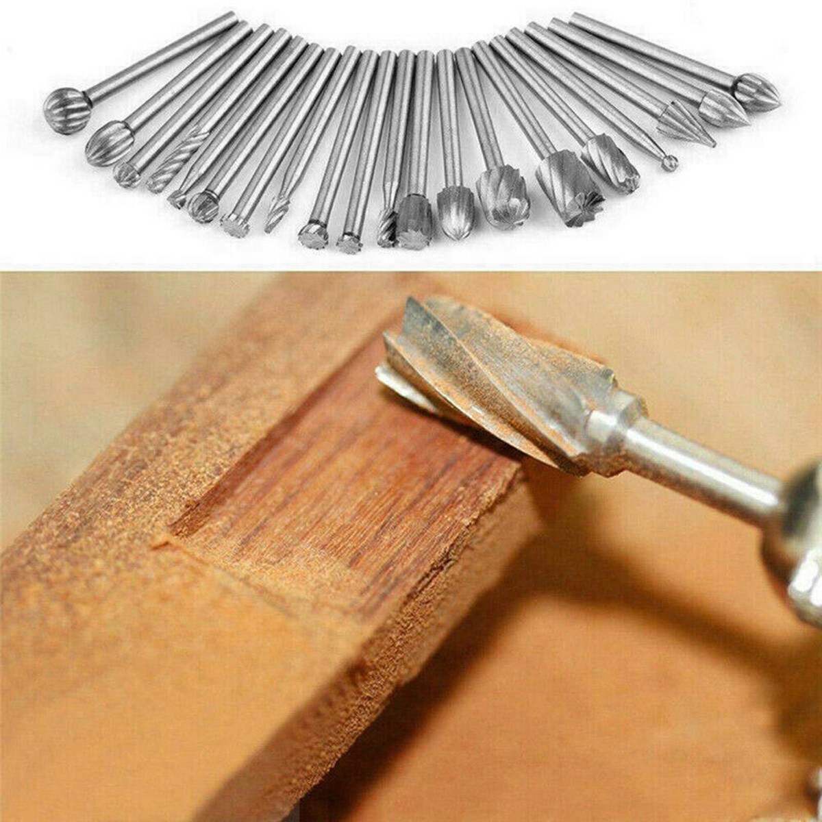 Rotary Burrs Drill Bits For Dremel Set 20 pcs Steel High Speed Wood Carving Tool