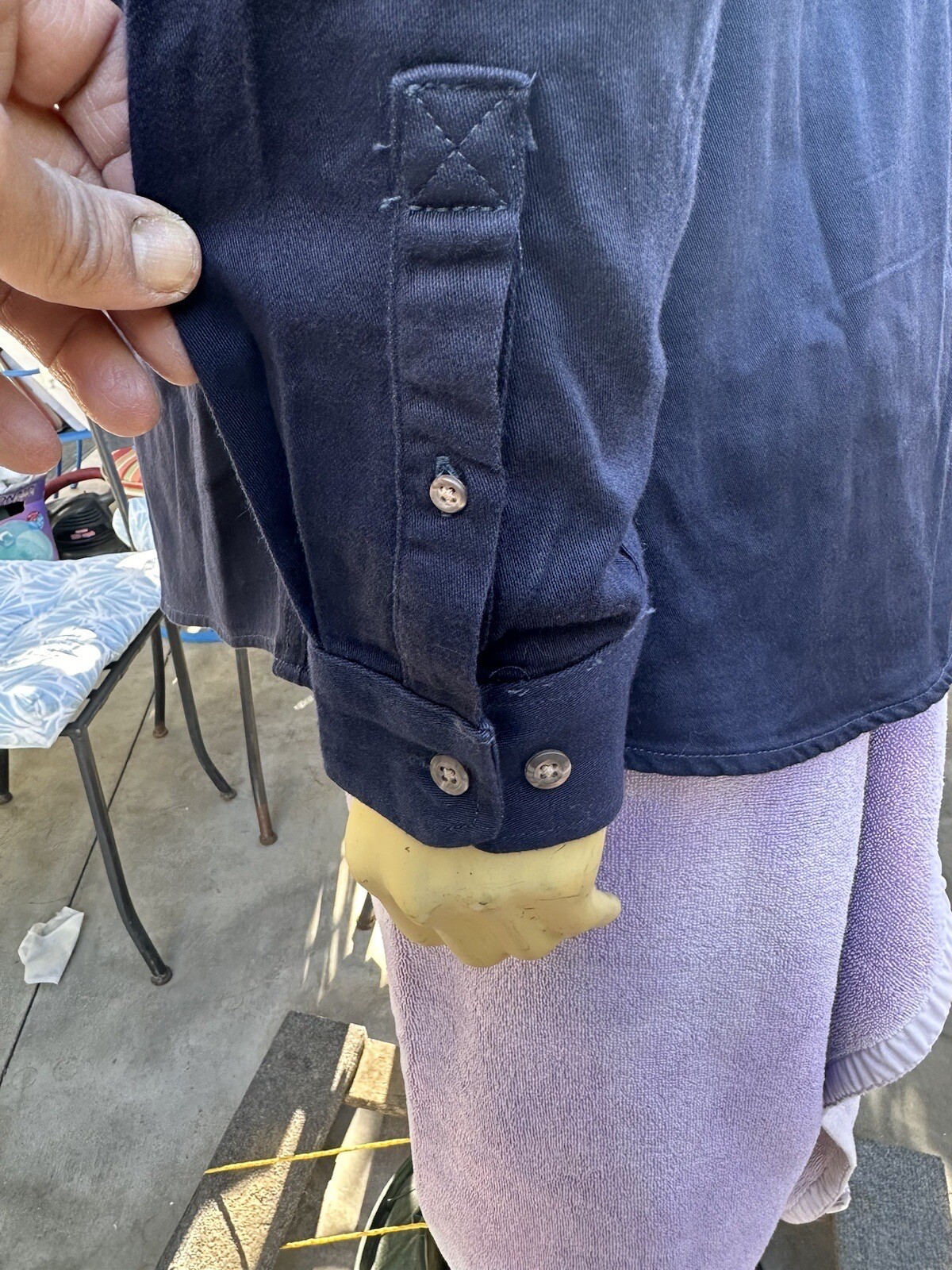 2 Carhartt FR Button Down Cotton Work Shirts Large RG Navy