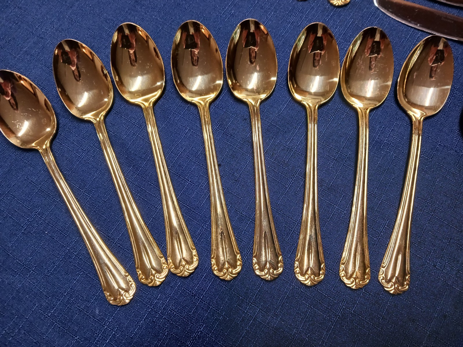 Hampton Silversmith’s Gold Electroplate Stainless Flatware 39 Pieces