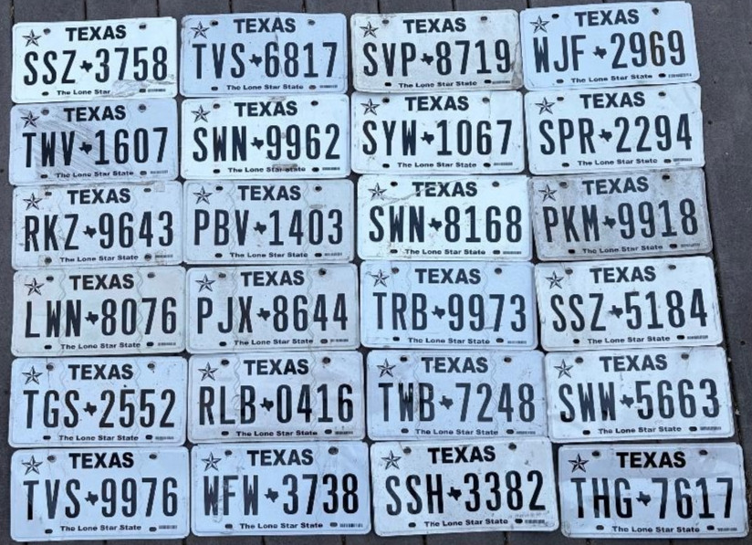 Lot of 24 TEXAS craft damaged license plates