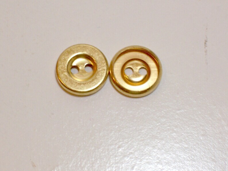 Goldtone 2-Hole Round Buttons 9/16" Diameter Metal New Old Stock x 1 Piece Bin B