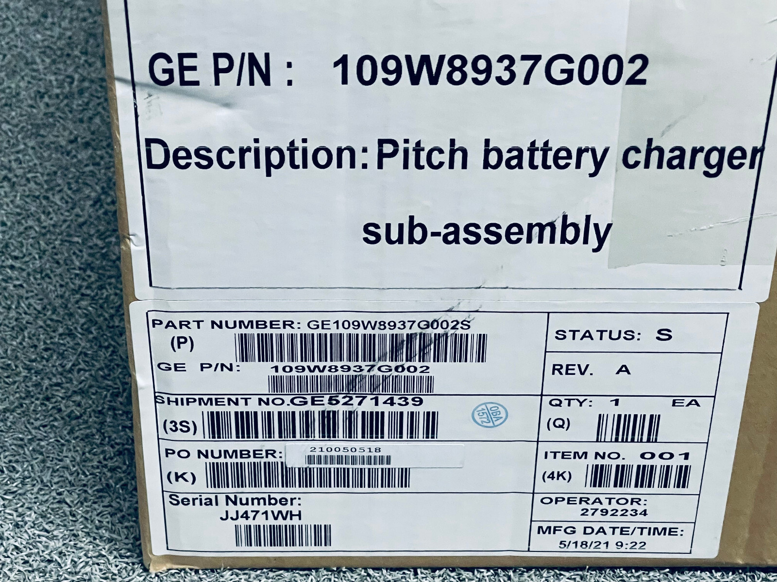 GE Power & Water 151X1233DD01SA02 Pitch Battery Charger Assembly 109W6931P001