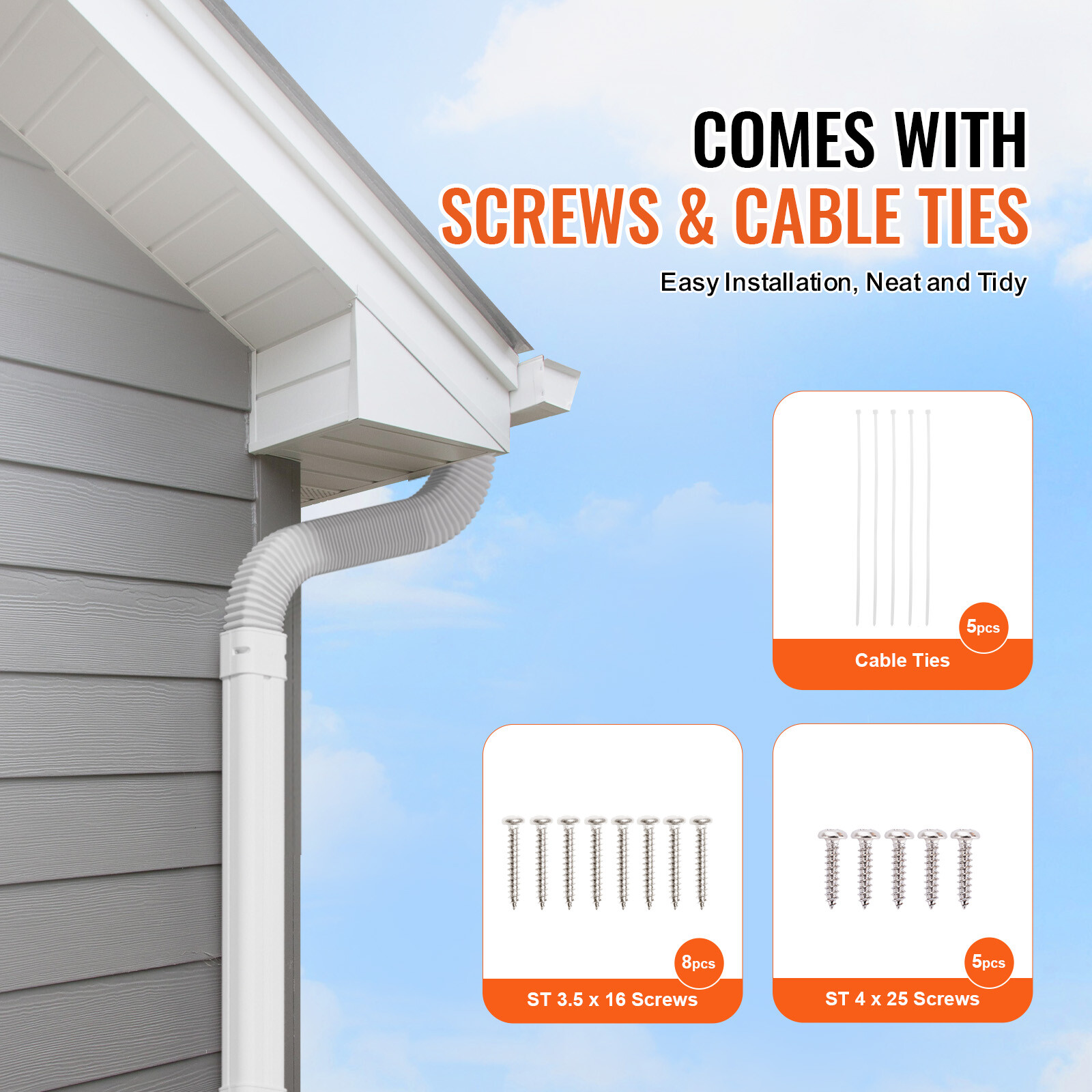 VEVOR 3" W 7.4 Ft Line Set Cover Kit for Mini Split Central Air Conditioner PVC