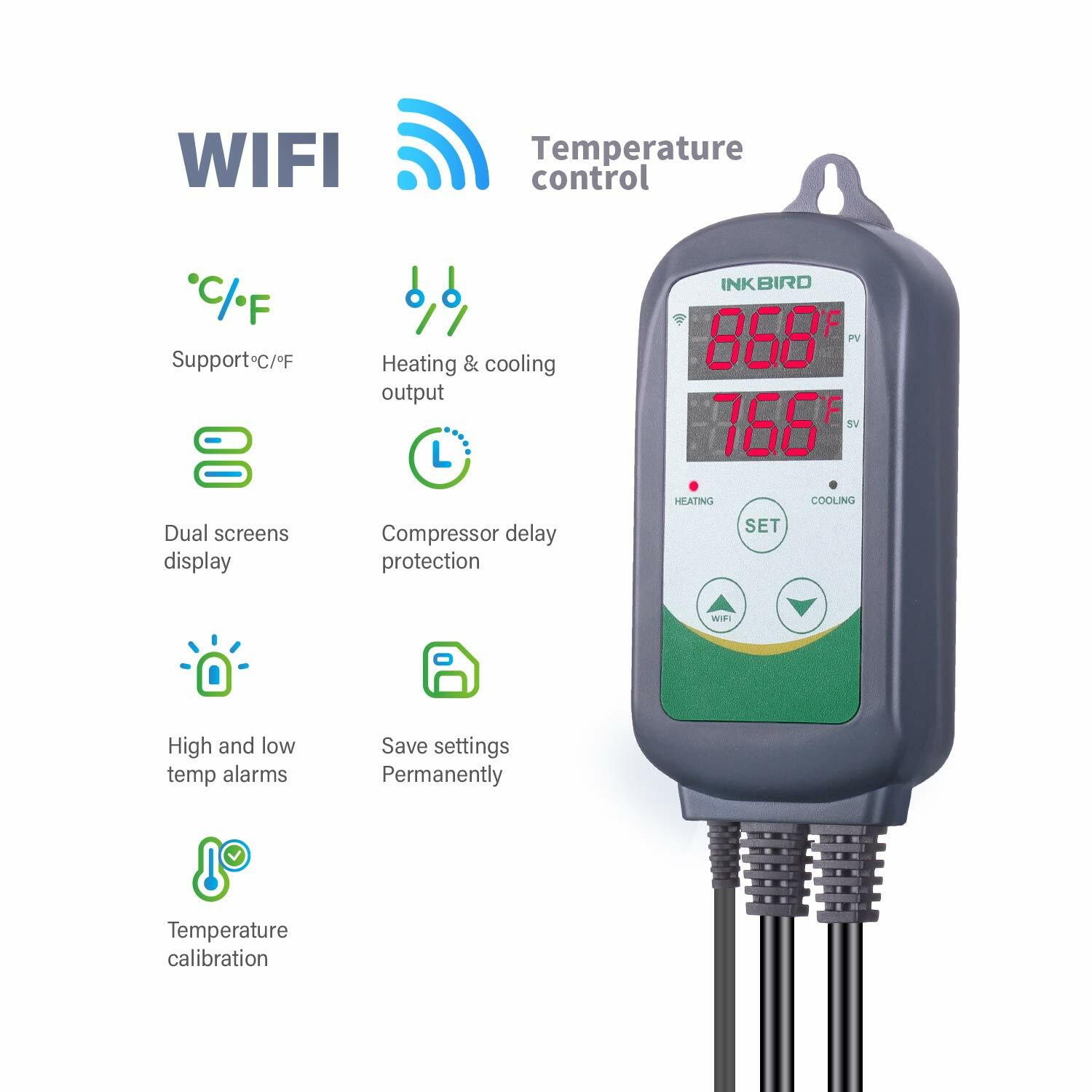 WiFi Thermostat Temperature Controller ITC-308 Seed Starter Brew Heater Cooler