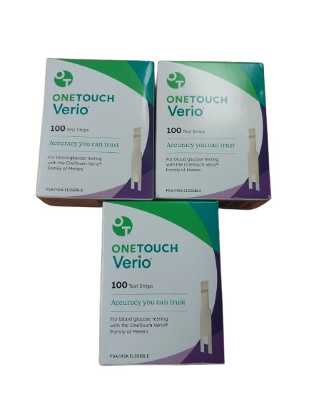 One. Touch  Verio Glucose Blood Test Strips -300 Count (3 boxes 100 each)9.2026+