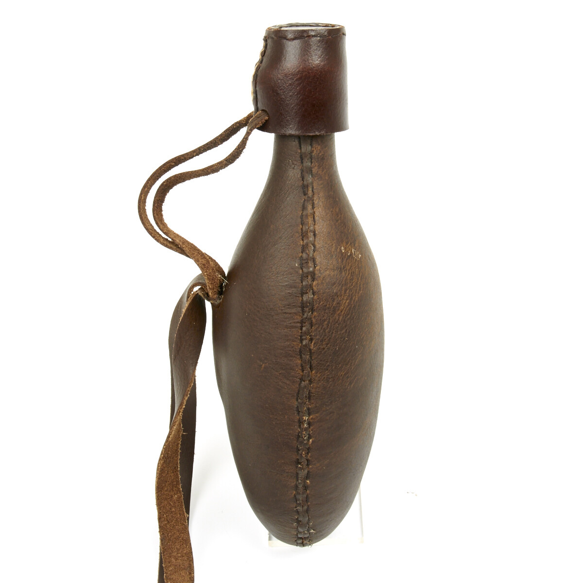 British Victorian Era Zulu War Leather Wrapped Glass Soda Bottle with Cork