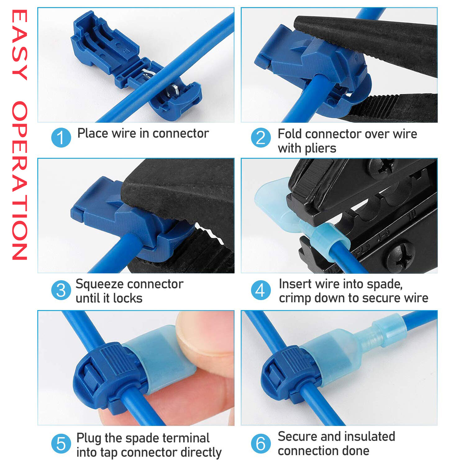 240/60psc T-Taps Wire Terminal Connectors Insulated Quick Splice Combo Kit