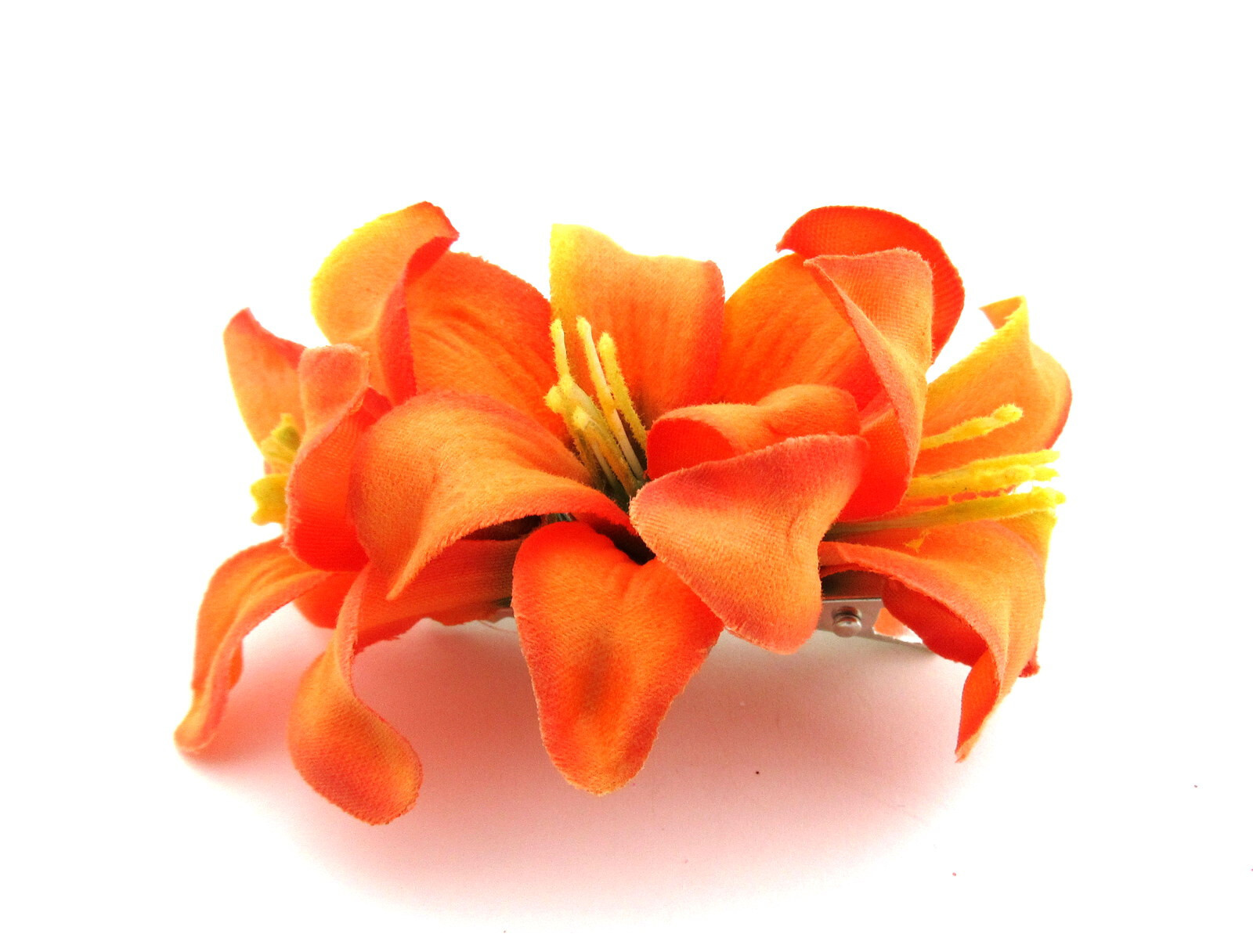 Petite 2" Triple Mango Orange Lily Silk Flower Hair Clip,Updo,Bridal,Party