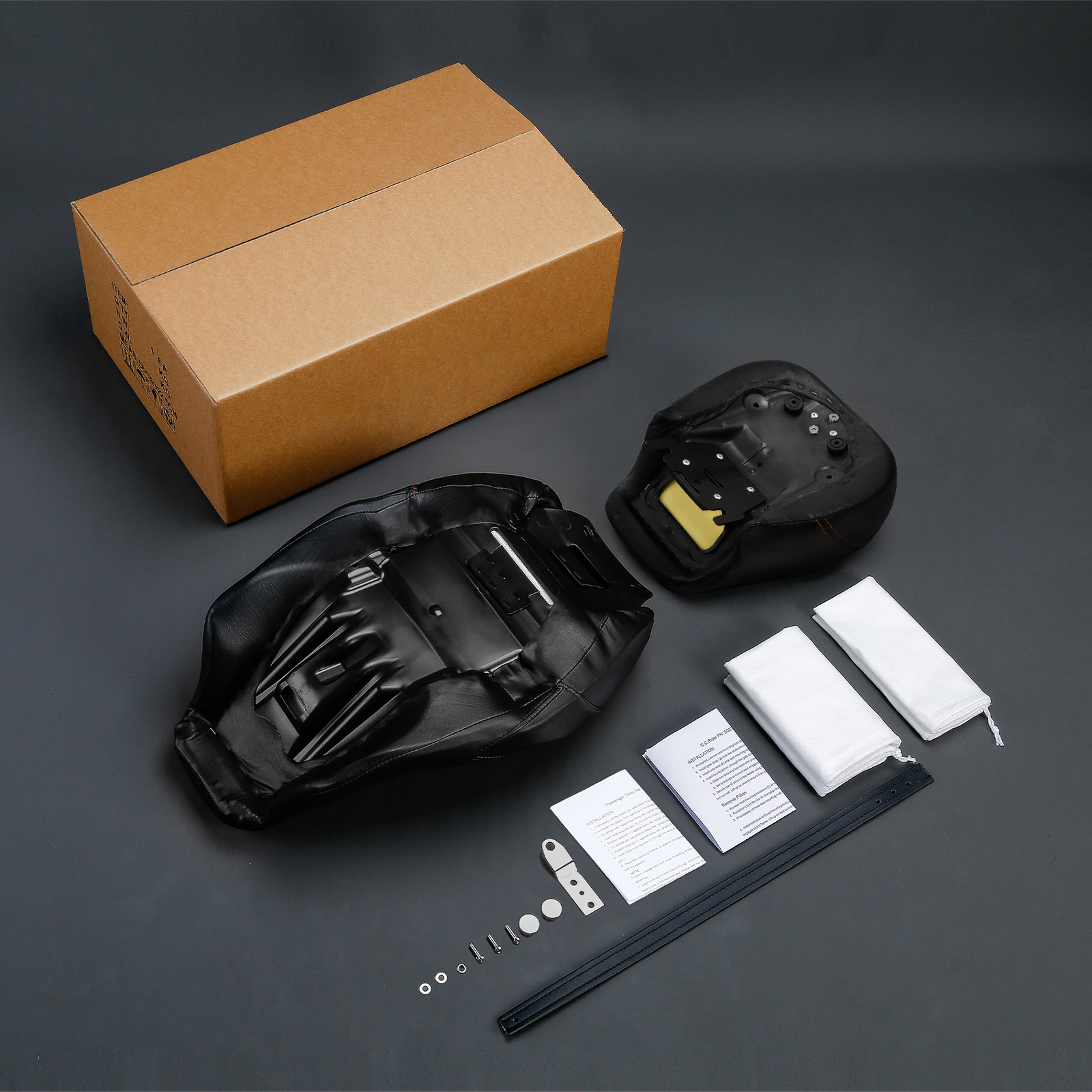 Two-Up Driver Passenger Seat Low-Profile Fit For Harley Touring Road Glide 09-23