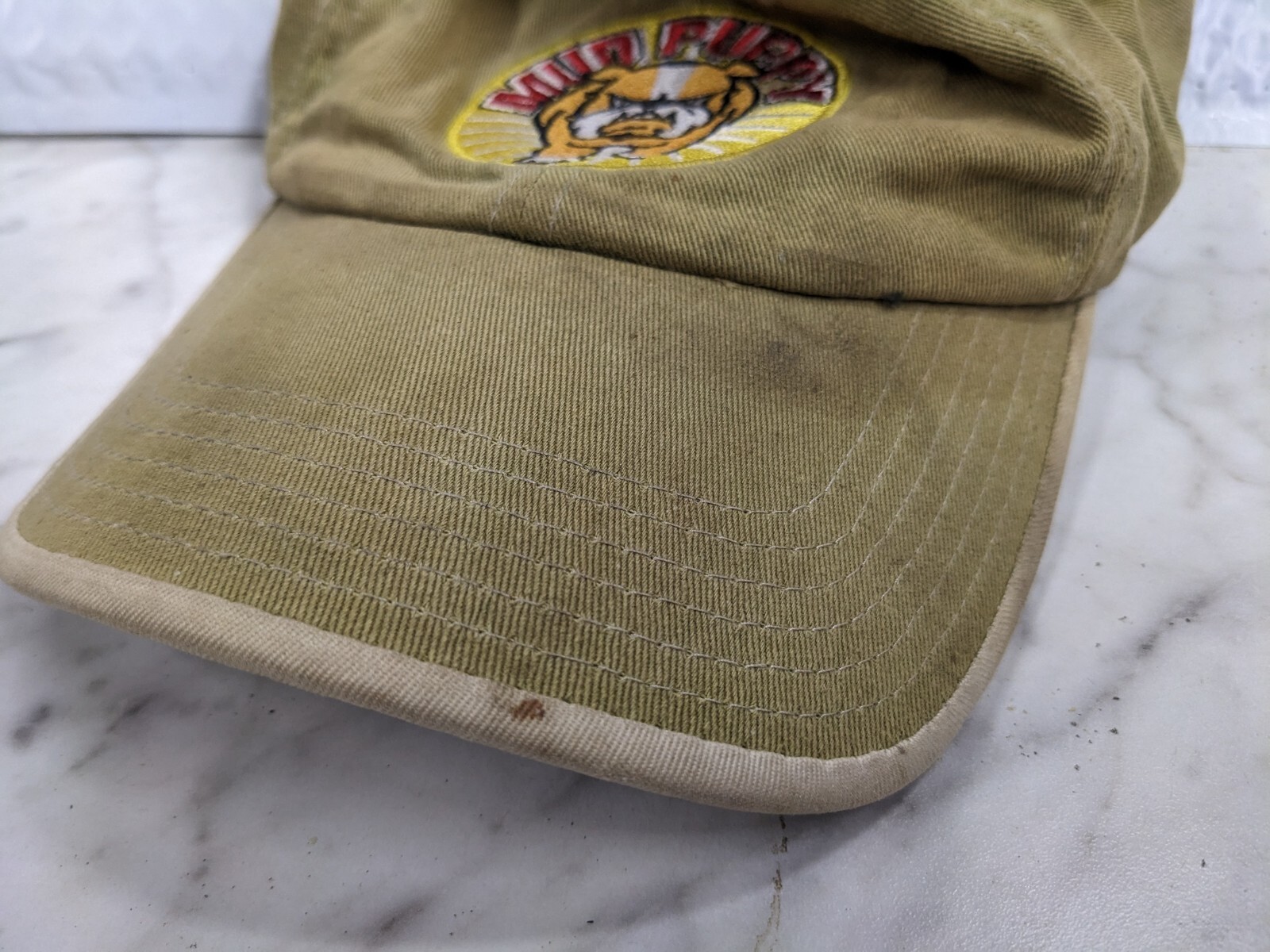 VINTAGE MUD PUPPY BULLDOG ADJUSTABLE HAT CAP USA TIBBAN MFG DAD MENS COMFORTABLE