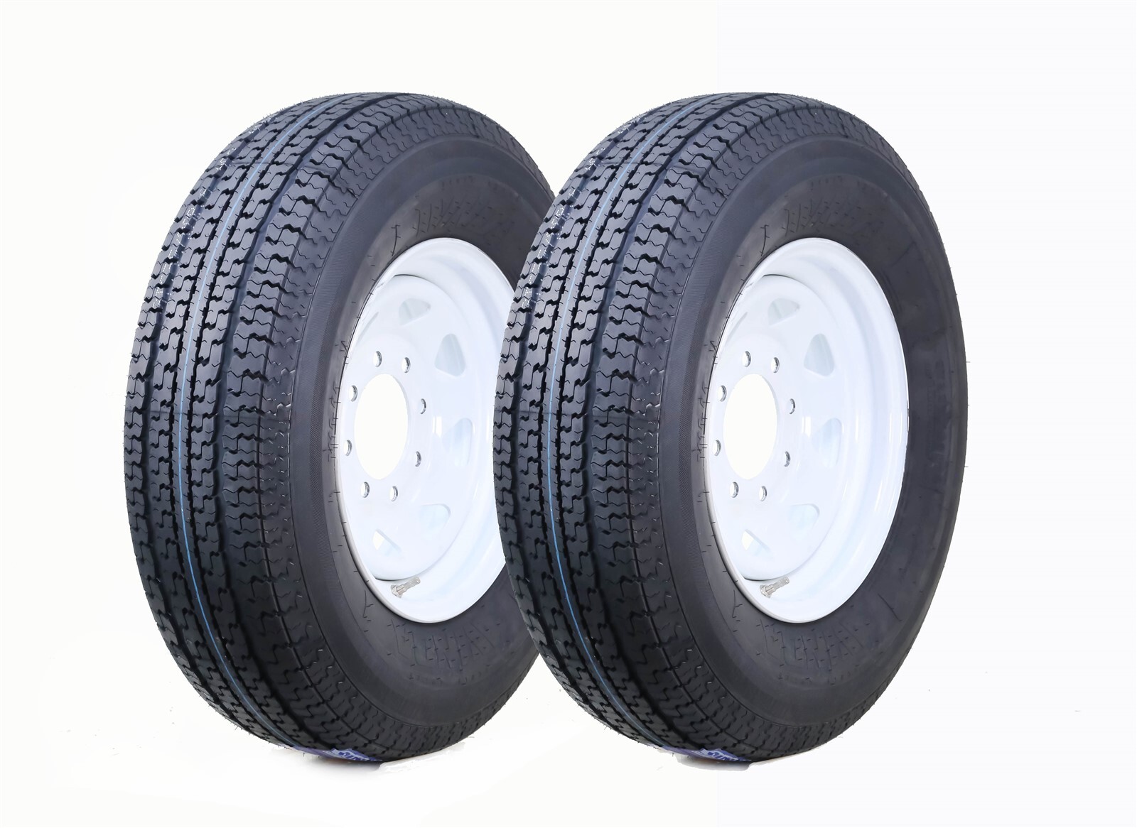 2 WINDA Trailer Tire Assembly ST205/75R15 8-Ply White Spoke Rim 5 Lug on 4.5"