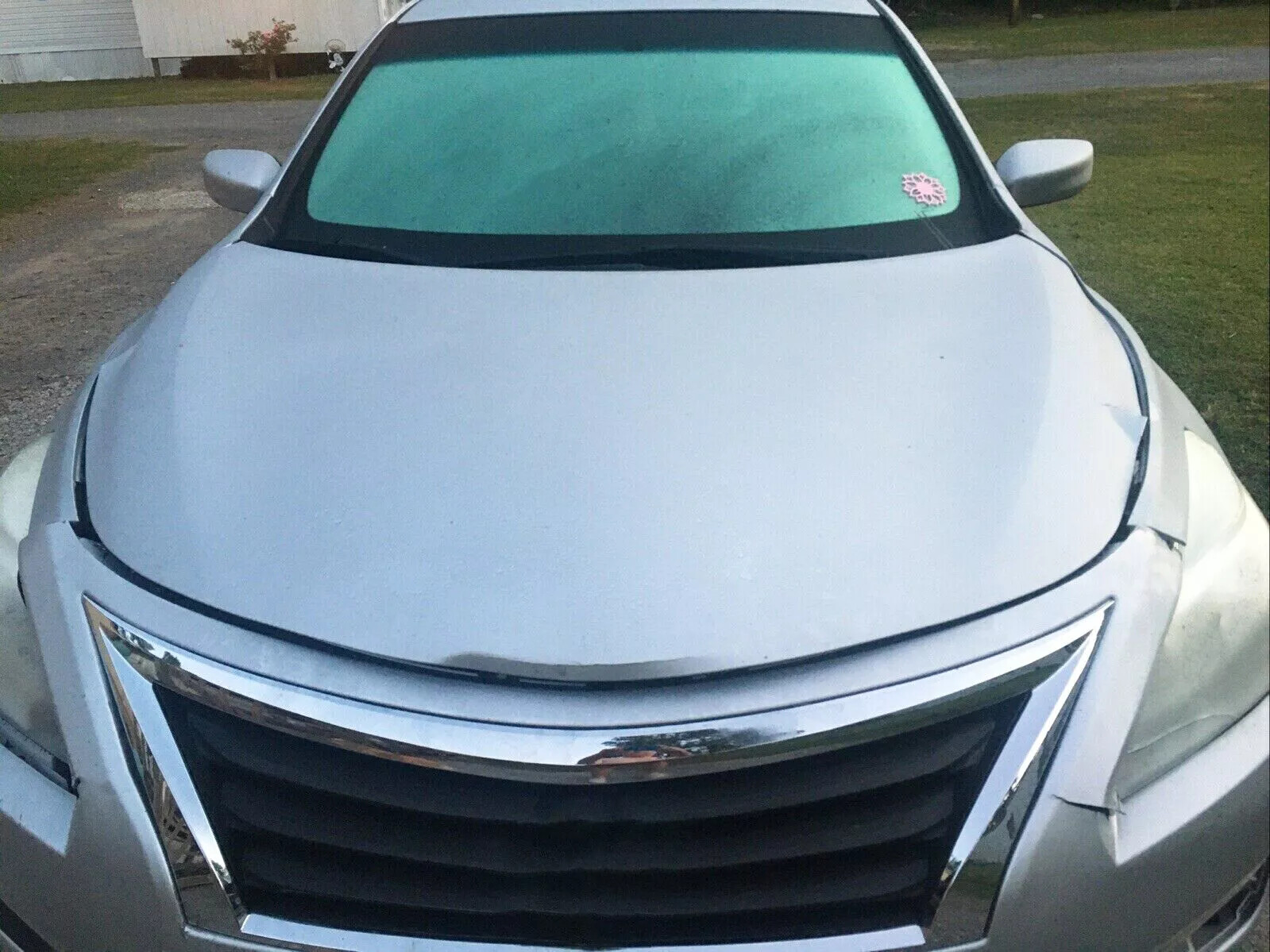 For Nissan Altima 2013 2014 2015 Front Bumper Upper Grille Black w/ Chrome Trim