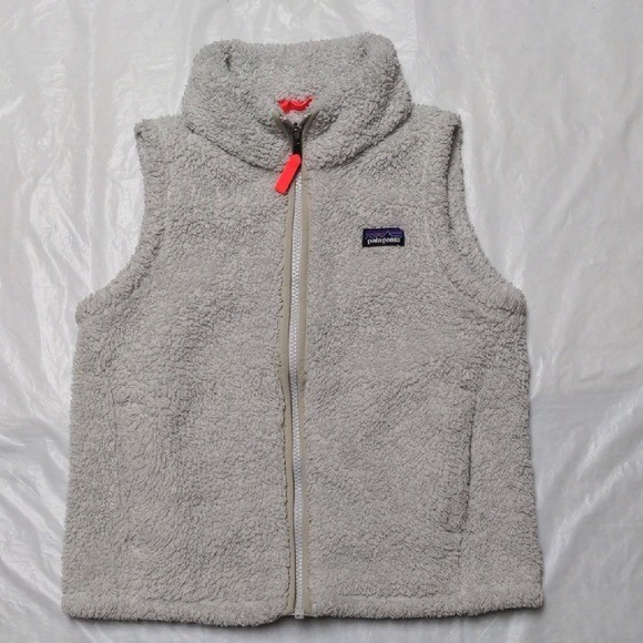 Patagonia Los Gatos Girls Gray Fleece Zip Up Vest Kids Size M